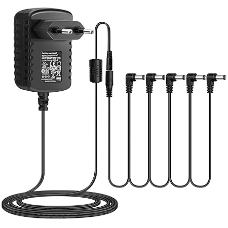 NEUMA Pedal Netzteil Adapter 9V DC 1A Spitze Negative 5-Wege-Daisy-Chain-Kabel für Effektpedal