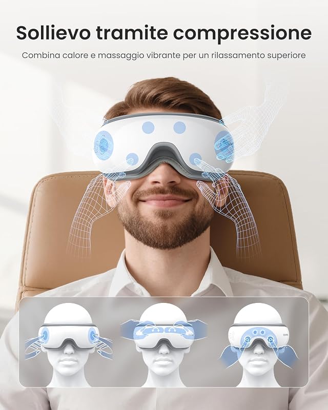 Massaggiatore per occhi con calore, maschera oculare riscaldata