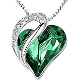 Leafael Valentine's Day Gift Necklaces for Women, Infinity Love Birthstone Heart Crystal Pendant, Birthday Anniversary Jewelry for Wife, Mom, and Her, Silver Plated, 18" + 2" Adjustable Chain