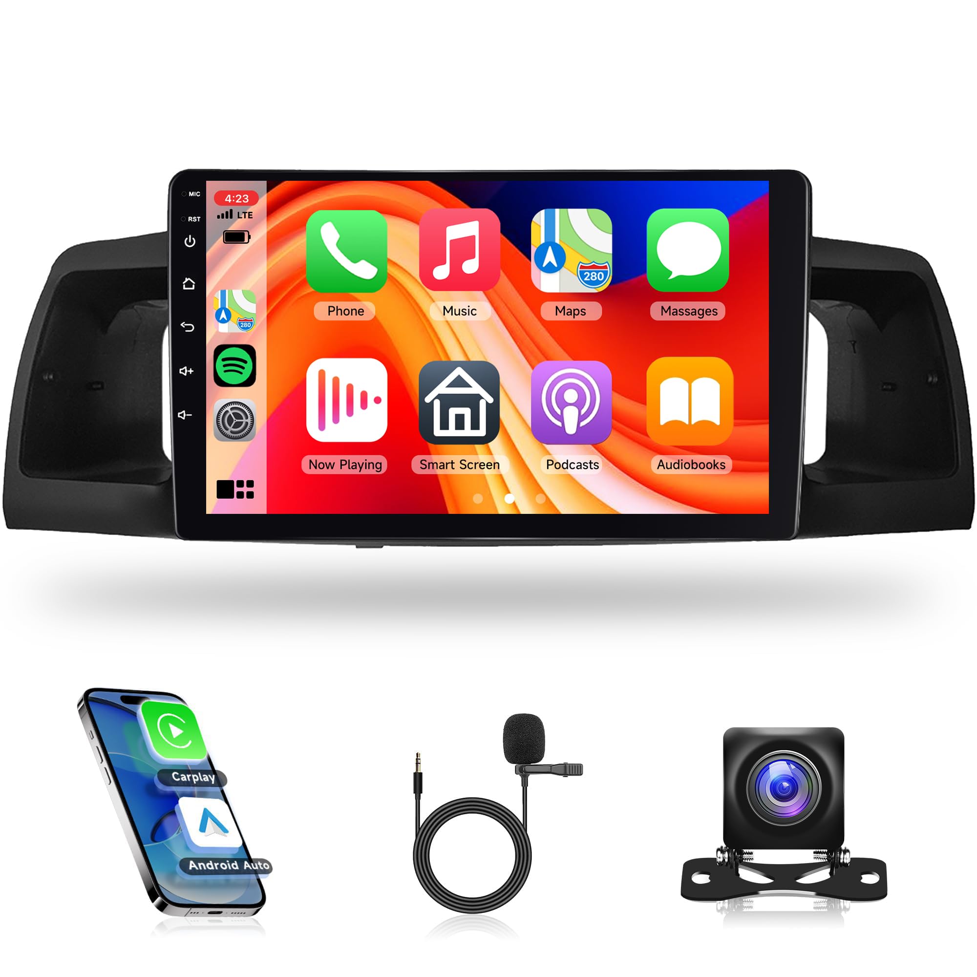 Photo 1 of 2G+64G Car Radio Stereo for Toyota Corolla ex 2007-2012, Rimoody Android 13 Carplay Android Auto Mirror Link GPS Navigation WiFi 9 Inch Touch Screen BT FM EQ SWC + Backup Camera Microphone