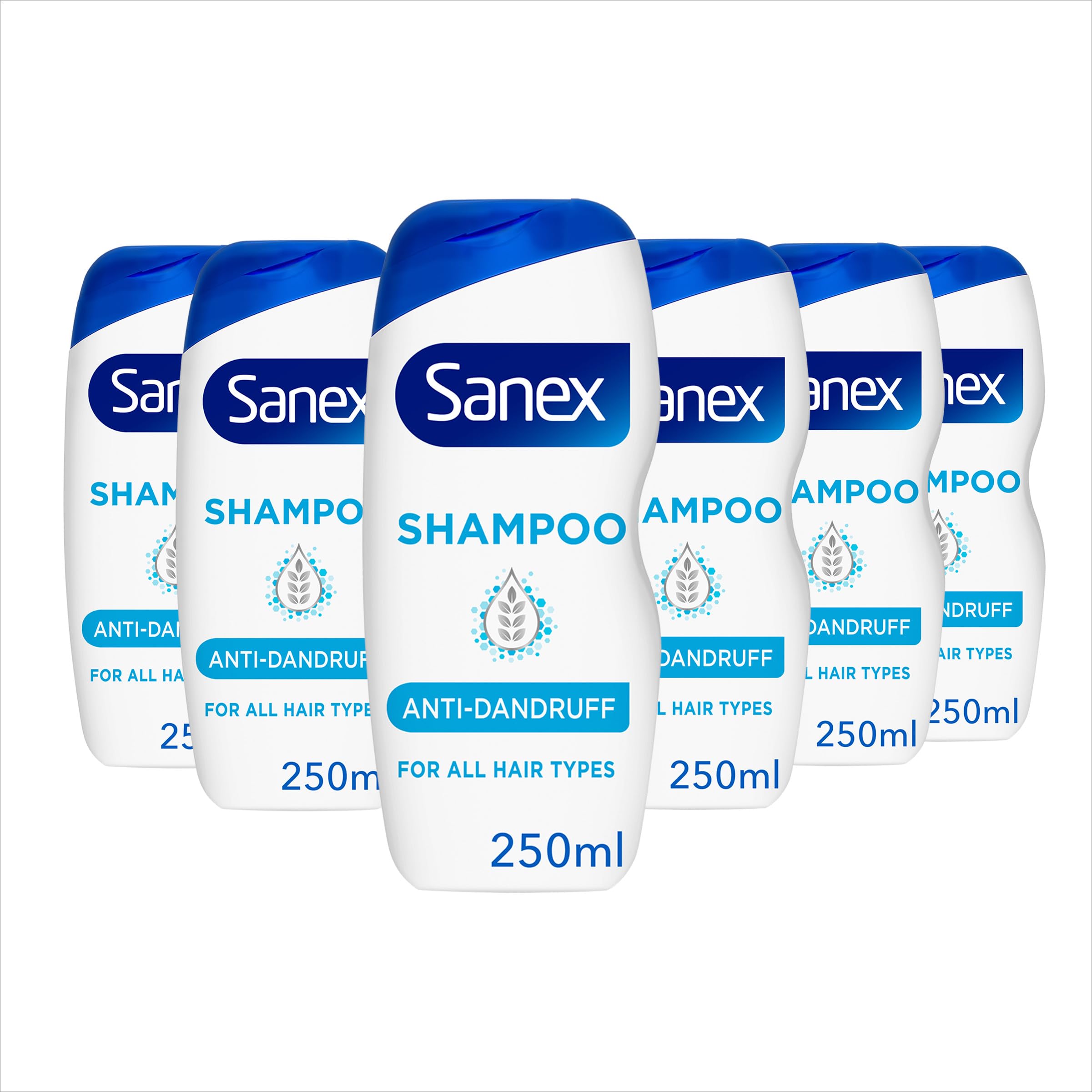 Sanex Nourishing & Gentle Anti-Dandruff Shampoo 250 ml Pack of 6, Antibacterial Agent, Dermotologically Tested, Restores Scalp (6 x 250 ml)