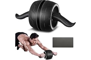 A.F.N.A.L AB Wheel Roller with Resistance Spring, Automatic Rebound Exercise Abdominal Ultra-Wide Wheels Fitness for Gym & Home, Core Work-out Strength-Training Roller with Knee Pad, 14.6"W