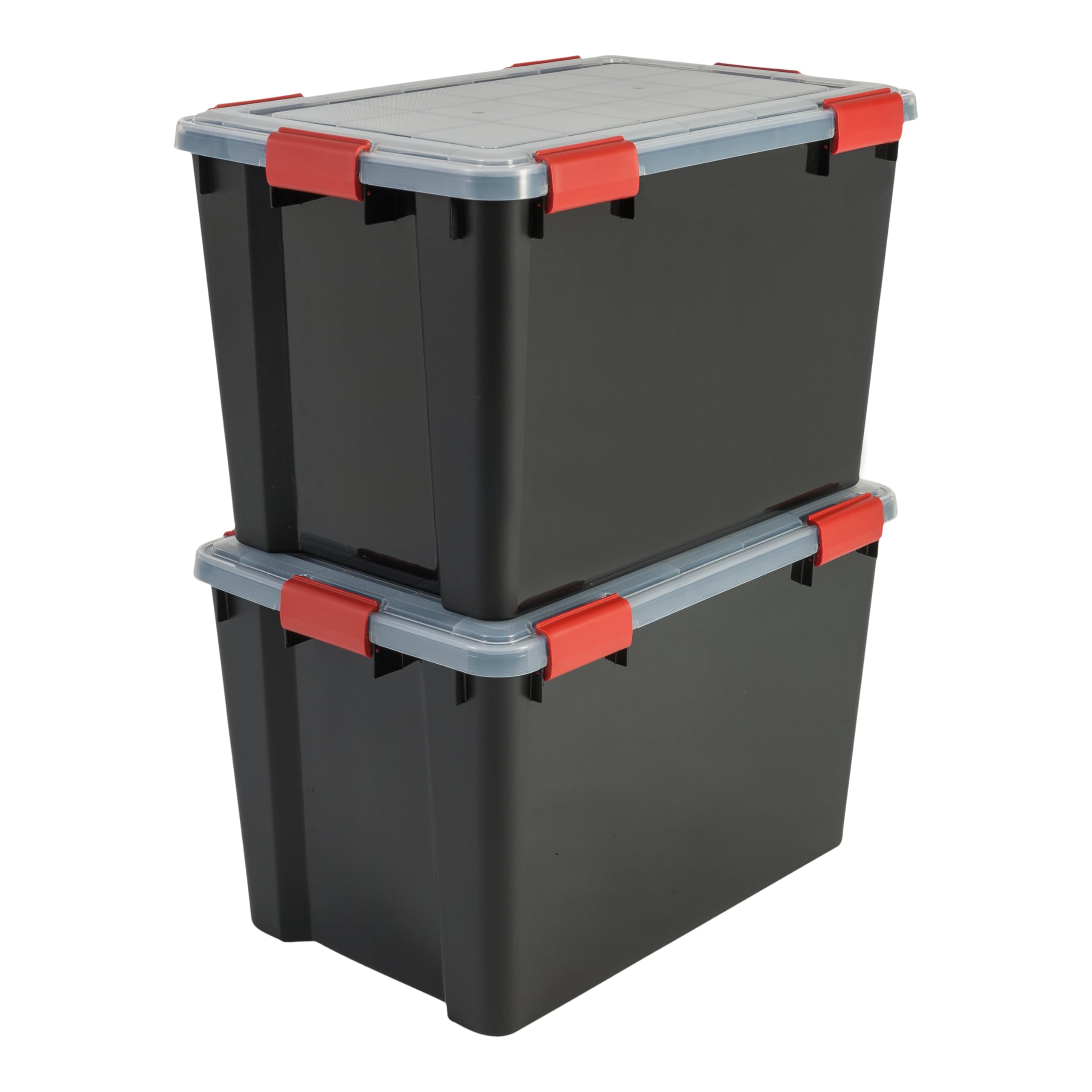 Iris Ohyama, Set of 2, Air tight storage boxes, 70 L, with 6 clips, stackable, garage, cellar, attic - Air Tight Box AT-LD - Black