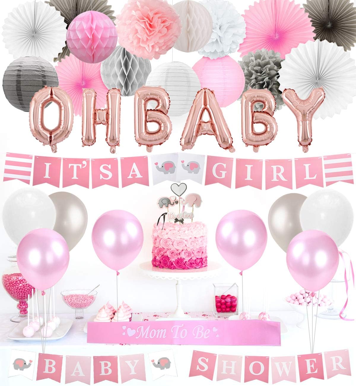 baby shower pink and white theme