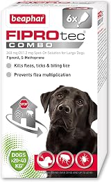 Beaphar FIPROtec COMBO Large Dogs 20-40kg 6 Pips Kills Fleas Ticks