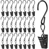 Frienda 25 Pcs Grid Wall Hooks, S Hooks with Clips, Black | Hanging Party Lights Clips, Gridwall Accessories for Picture Photos Art Craft Retail Display, Stainless Steel, 2.4 Inch Long