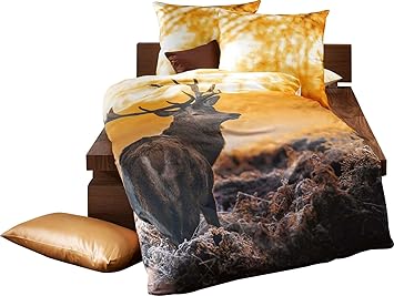 Kaeppel Satin Hirsch Bettwasche Morning Deer 135x200 Cm 80x80 Cm