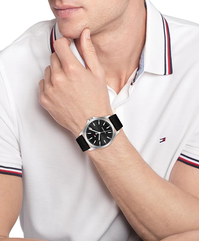 Orologio con Movimento al Quarzo a Tre Lancette da Uomo con Cinturino in Pelle Nero - 1710668, Black