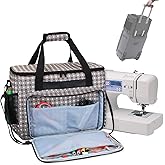 Teamoy Sewing Machine Case, Carrying Tote Bag Storage Organizer, Gray Dots | Compatible with Brother, Singer Sewing Machines and Accessories