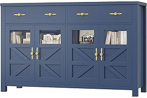 FINETONES Sideboard Buffet Cabinet with Storage, 55" Long Buffet Cabinet with 4 Doors & 2 Large Drawers, Modern Sideboard Cof