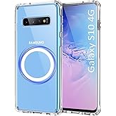 Pemuyak Magnetic for Samsung Galaxy S10 Phone Case, S10 4G-NOT 5G with 200% Stronger Magnetic, Shockproof Military Grade Drop Protection Rugged Skin-Friendly Cover for Galaxy S10 4G 6.1", Clear