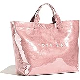 BBIQI PVC Tote Bag for Women Plastic Tote Bag Letters Print Handbag Hobo Bags for Work Shopping Gift