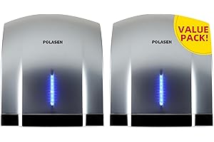 POLASEN Hand Dryers for Bathrooms Commercial Silver Pack of 2 with 2 Pin Plug 110V Automatic Compact High Speed Air Wiper ADA Compliant for Industry Business Restrooms