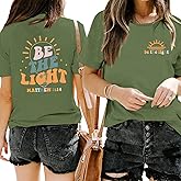 Sulayesh Christian Shirts Women Jesus Faith Tshirt Bible Verse Be The Light Shirt Inspirational Religious Graphic Tees Top