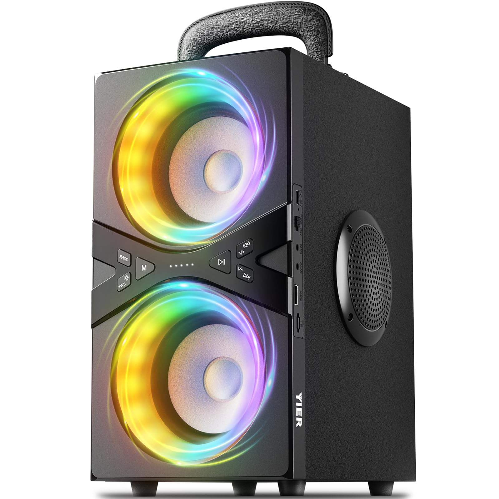 Photo 1 of YIER Party Bluetooth Speaker:80W Peak Large Stero Sound for Outdoor,Deep Bass,TWS,Loud with Lights,Portabe Wireless Big Speakers with Long Playtime,House,Projector,Movie