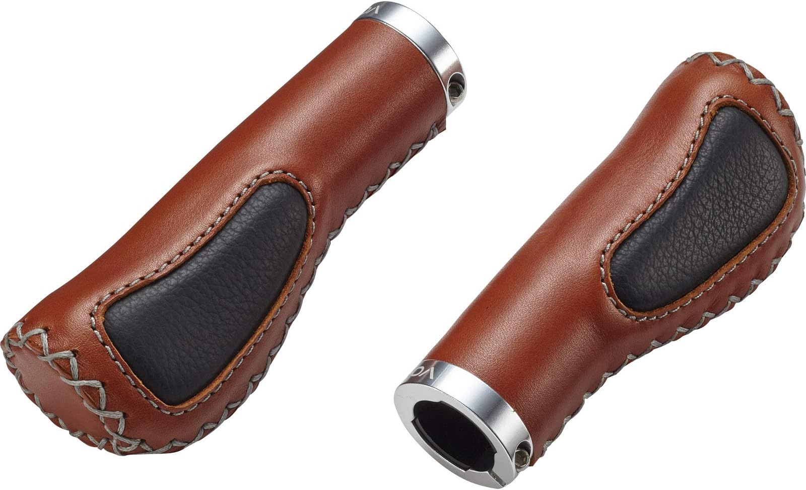 Voxom Gr Leather with Gel Insert, 718000012 Closed End Grips, braun, 130/120 mm