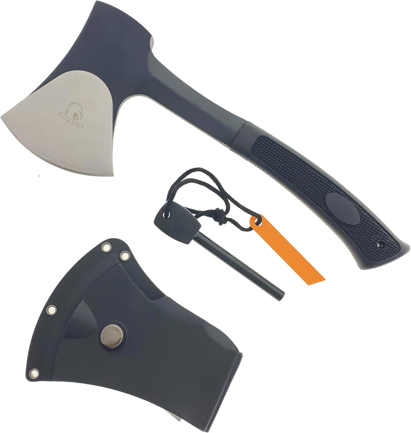 Otakumod 11" Tactical Ranger Axe. Hatchet. Stainless Steel Blade with Hard Cover. for Outdoor Camping - Hiking to Cut Branches, Make Fire. EDC Tasks (Black-Fire Starter) : Sports & Outdoors