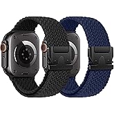 Braided Stretchy Solo Loop Compatible for Apple Watch Ultra 2 Band 49mm 46mm 45mm 44mm 42mm 41mm 40mm 38mm Men Women, Nylon Sport Bands with Parachute Buckle for iWatch Series 11 10 9 8 7 6 SE 5 4 3