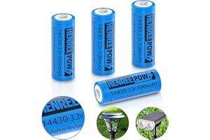 Henreepow 14430 3.2v Rechargeable Solar Batteries, 500mAh LiFePO4 Lithium Phosphate Battery for Outdoor Solar Garden Lights, Shaver, Flashlight, Toothbrush (4pack-Not AA Size)