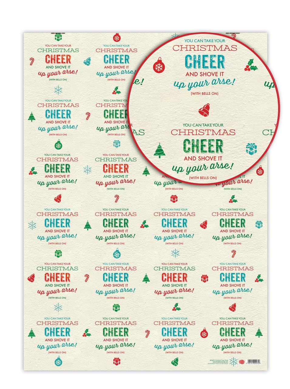 Brainbox Candy - 2 Sheets of Alternative Funny Christmas Wrap - Rude Offensive Xmas Wrapping Paper - Giftwrap for Adults with A Cheeky Sense of Humour