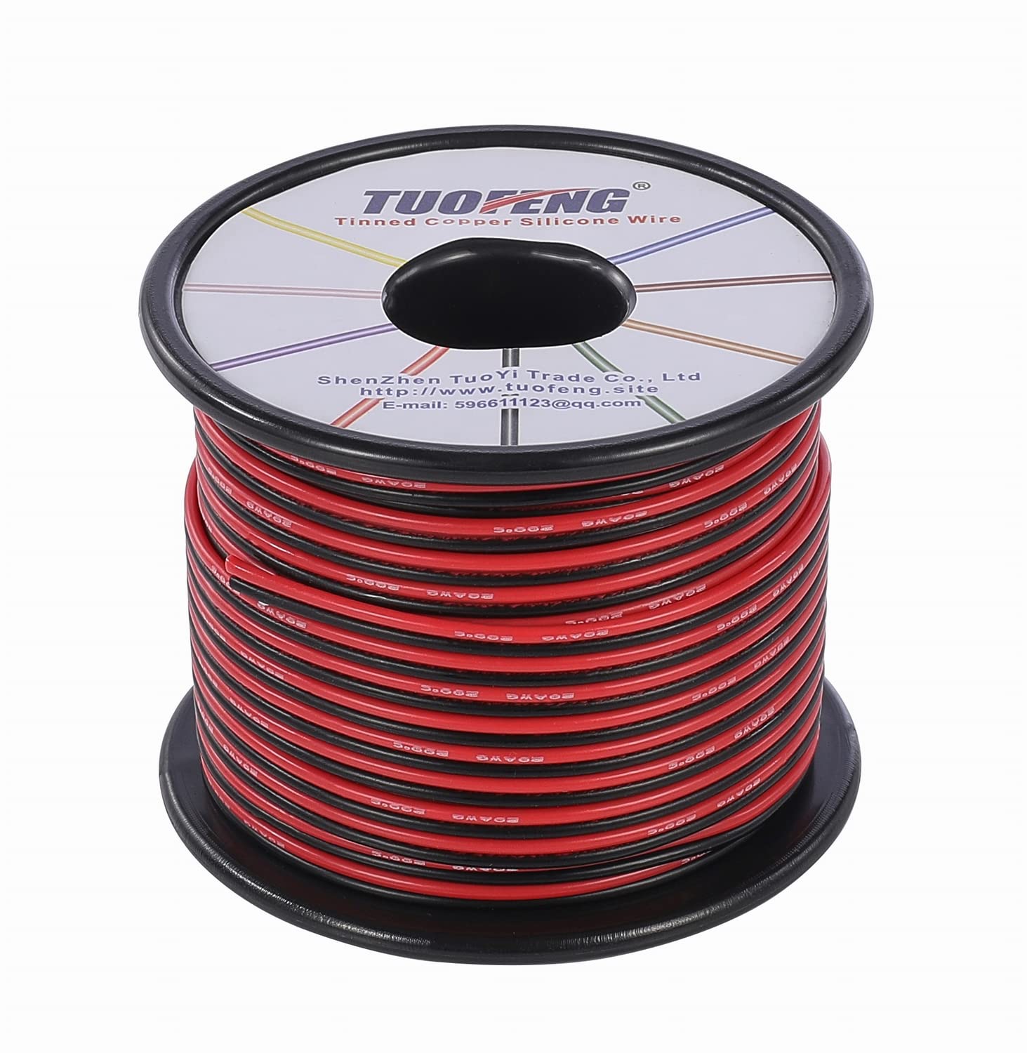 TUOFENG 0.8mm² PVC Electrical Wire,18 AWG 20 Meter Reel 2 Pin Extension Cable 12V Cable Wires,DC Wire for Single Color LED Strip Light