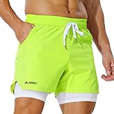 AIMPAC Mens Board Shorts Swim Trunks with Compression Liner Stretch Quick Dry 2 in1 with Pockets Beach Athletic Shorts
