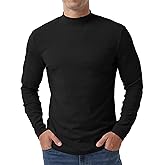 Askdeer Men's T-Shirts Cotton Mock Turtleneck Long Sleeve Shirts Lightweight Thermal Pullover Sweaters