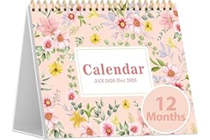 Desk Calendar 2026, Desktop Calendar 2026 Standing Flip Cover 12 Month(January - December), Small Desk Planner for Office Acc