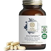 PURE SYNERGY Zinc Complex | Immune Support Supplement | Natural, Vegan Zinc Complex with Vitamin C and Organic Whole Foods | for Immune, Brain, and Skin Health (60 Capsules)