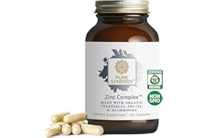PURE SYNERGY Zinc Complex | Immune Support Supplement | Natural, Vegan Zinc Complex with Vitamin C and Organic Whole Foods | for Immune, Brain, and Skin Health (60 Capsules)