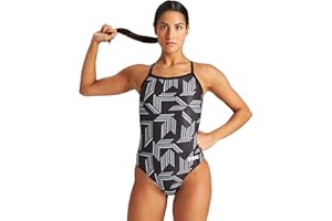 Arena Puzzled Light Drop Back Women's One Piece Swimsuit for Competitive or Casual Swim, Ladies Bathing Suit