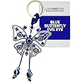 LUCKBOOSTIUM Evil Eye Keychain for Women - Blue Butterfly Charm with Rhinestones, Purse Accessory, Bag Decoration, Rearview Mirror Ornament, Home Décor, Car Hanging Accessory, Spiritual Gift