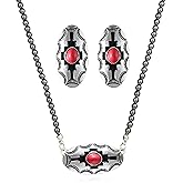 WCRAZYE Rustic Couture's Western Necklace Earrings Jewelry Set for Women Vintage Western Boho Turquoise Earrings Bohemian Jewelry