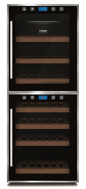 CASO WineComfort Touch 38-2D Design Weinkühlschrank für bis zu 38 Flaschen (bis zu 310 mm Höhe), zwei Temperaturzonen 5-20°C,