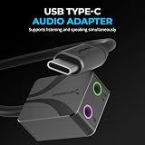 SABRENT USB-C to 3.5mm Audio Adapter Hi-Res DAC 24-Bit/96kHz Mic Headphone view 2