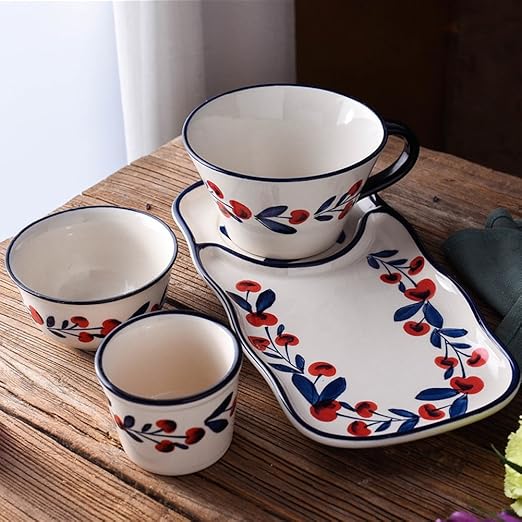 Eoco Platos de comedor-plato de porcelana vibrante utensilios de ...