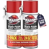 Kraken Bond Black Spray Waterfall Foam Sealant - (2x12oz) Expanding Polyurethane Pond Foam Sealer Black, UV Resistant Insulating Spray for Landscape &amp; Exterior, Straw Use, 2 Pack