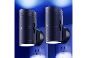 fesnne Night Light, Night Lights Plug into Wall with Dusk to Dawn Sensor, 0-100LM Adjustable Brightness, Blue Night Light, Shine Up and Down Dimmable Nightlight for Hallway Bedroom Bathroom 2 Pack