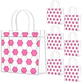 Wesnoy 20 Pcs Classic Pink Soccer Party Favor Pink Soccer Goodie Gifts Bags with Handles Reusable Sport Themed Treat Bags for Candy Birthday Party Supplies 8 x 8 x 3.15''