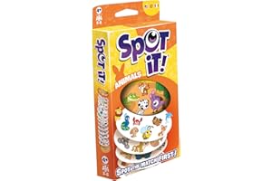 Asmodee Spot It! Animals (2024 Refresh) - Eco-Blister Edition, 5-in-1 Visual Perception Game for Quick Reflexes and Family Fun, Ages 4+, 2-8 Players, 15 Minute Playtime