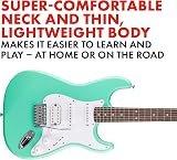 Fender Squier Debut HSS Stratocaster Laurel Neck Seafoam Green White Pickguard view 2
