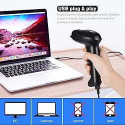 WoneNice Hands-Free USB Barcode Scanner with Stand
