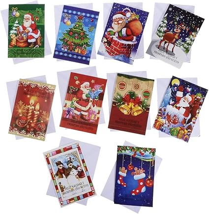 Immagini Auguri Feste Natalizie.Confezione Da 10 Biglietti Di Auguri Di Natale In Scatola Confezione Regalo Per Feste Natalizie Un Amazon It Cancelleria E Prodotti Per Ufficio