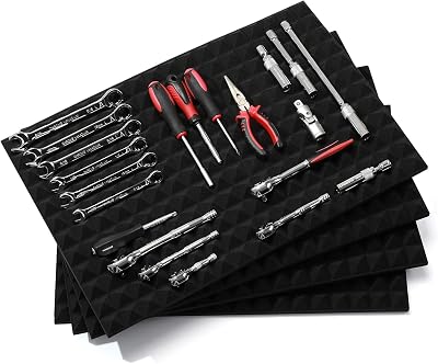 CASOMAN Non-Slip Foam Toolbox Drawer Liner Mat 23.6x15.7 Black Cut To Fit