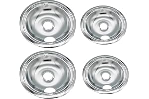 Amazinpure WB31T10010 and WB31T10011 Replacement Chrome Drip Pans for GE/Hotpoint Electric Range with Locking Slot Includes 2 6-Inch and 2 8-Inch Pans, 4 Pack WB32T10008 WB32X10015 DP165 GE68C