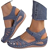 Hutianyue Closed Toe Sandals Women Comfortable Ankle Strap Hollow Casual Platform Wedges Sandals for Woman 2026 Dressy Summer