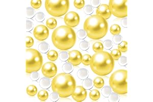LUERBI Easter Yellow Floating Pearls | 150PCS Yellow Pearls Bead for Centerpieces Vases, Yellow No Hole Beads | 8/14/20 mm Floating Beads | Yellow Vase Fillers, Vase Filler Pearl Party Decor
