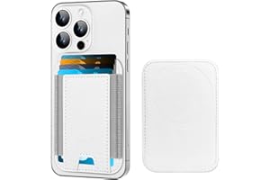 HiWe for MagSafe Wallet, Magnetic Card Wallet Holder for iPhone 15/14/13/12 Series, Leather Wallet, Fit 6 Cards, Slim, RFID Blocking, White