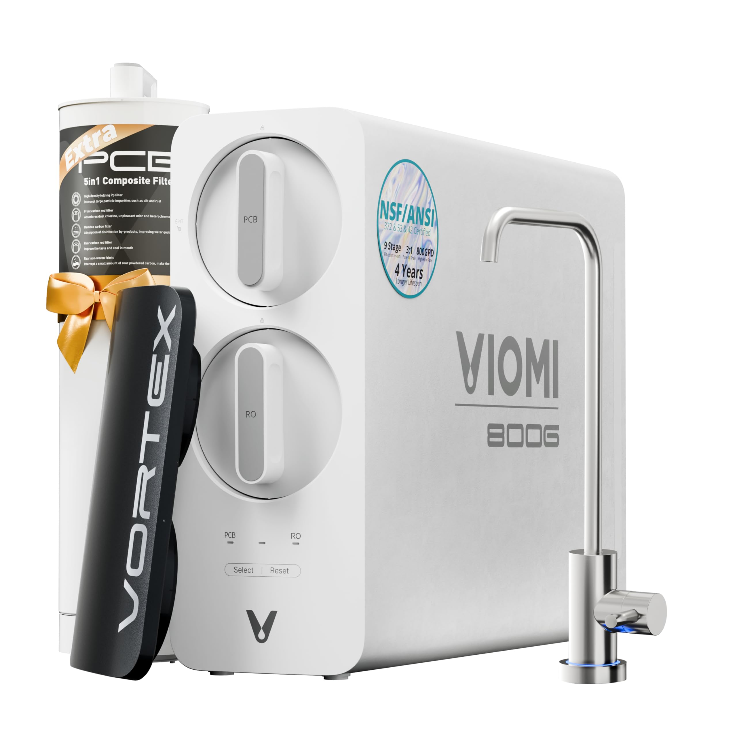 Photo 1 of VIOMI® 800G Reverse Osmosis System, NSF/ANSI 372&53&42 Certified, 9 Stage & 48 Months Filter, 3:1 Tankless RO Water Filtration System Under Sink, Smart LED Reminder, Incl. 1 Extra Filter