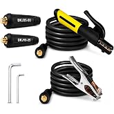 SSimder Electrode Holder, Leads &amp; Ground Clamp Set, Dinse 10-25 35-50 | Dinse 10-25 &amp; 35-50 Plug, Heavy Duty, Copper Alloy Jaw, Insulated Handle, ARC Welding Stinger, Home Garage Auto Repair